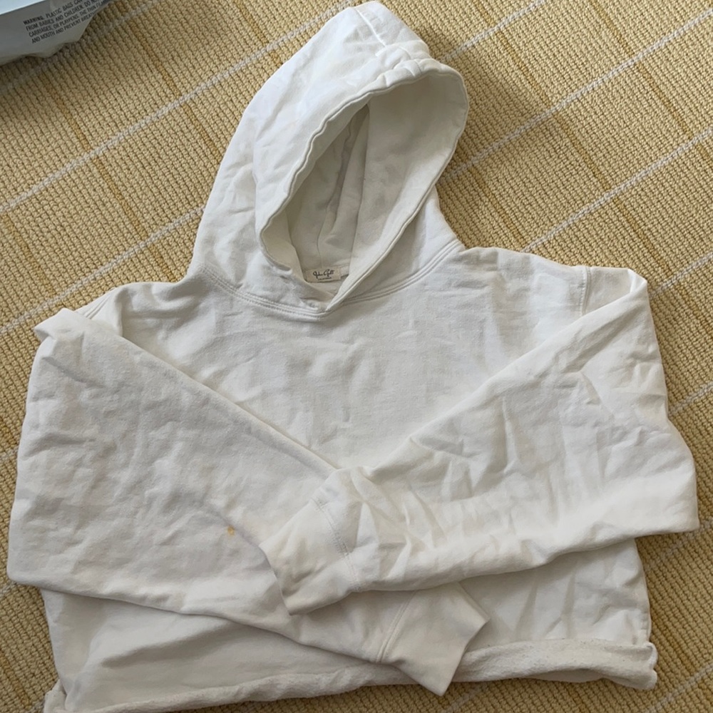 Brandy Melville white cropped hoodie